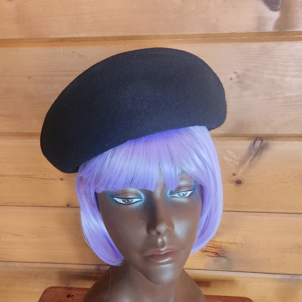 Vintage Lancaster for Lords 100% Felt Wool Black Cloche Trilby Hat Satin Ribbon - Picture 3 of 8